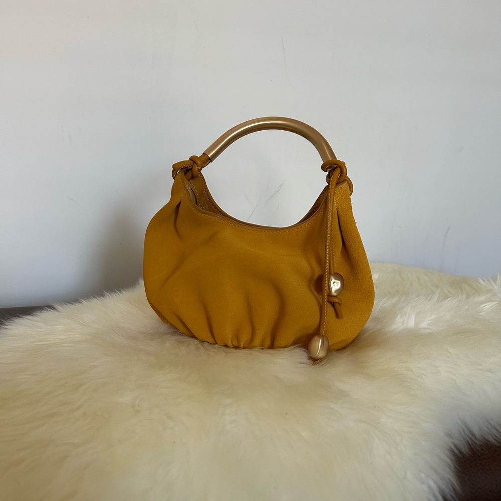 Madewell Mini Bag with Curved Metallic Handle | Mustard